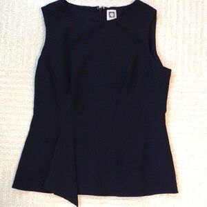 Anne Klein Black Asymmetrical Sleeveless Blouse
